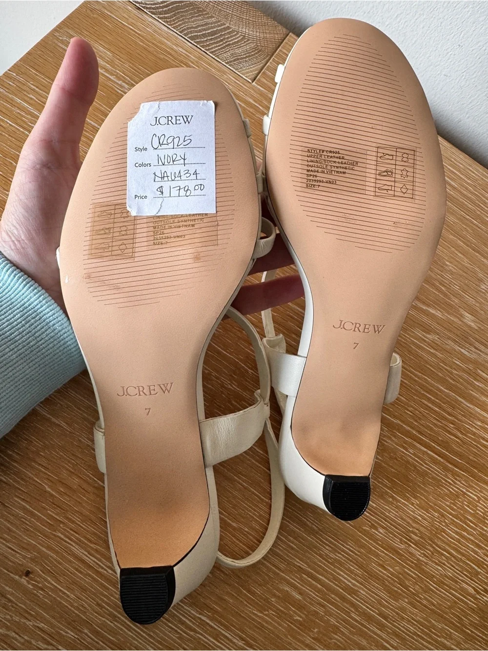 J. CREW Cage-toe kitten heels in leather, Ivory, Size 7 CR925 *with box* - Picture 8 of 15
